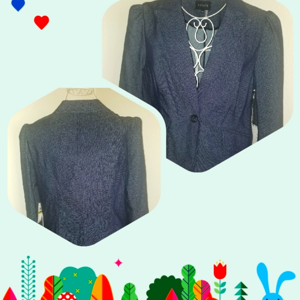 1. STATE Denim Puff Sleeve Blazer NWT